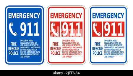 911 Fire Rescue Police Symbol Sign Isolate On White Background,Vector Illustration EPS.10 Stock Vector