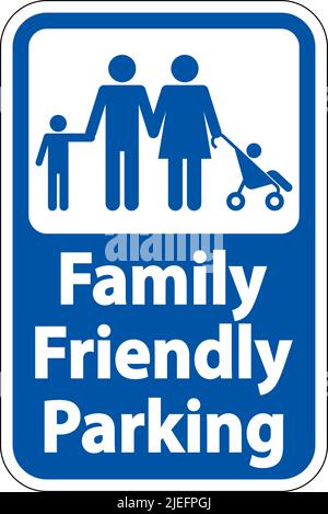 Family Friendly Parking Sign On White Background Stock Vector