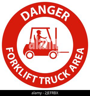 Danger Forklift Truck area Hazard & Warning Label Stock Vector