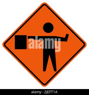 Flaggers In Road Ahead Warning Traffic Symbol Sign Isolate on White ...
