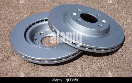 New brake discs for car repair. Stock Photo
