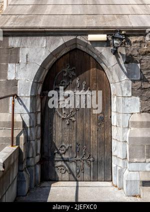 Christ Church Cathedral in Dublin, Ireland. Beautiful ancient door. Stock Photo