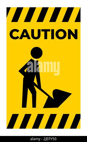 Caution Men At Work Symbol Sign Isolate on White Background,Vector Illustration Stock Vector