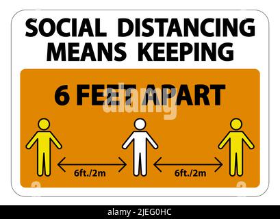 Social Distancing Means Keeping 6 Ft apart Sign Isolate On White Background,Vector Illustration EPS.10 Stock Vector