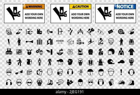 Symbol Safety Sign Caution,warning,notice lable Isolate on transparent Background,Vector Illustration Stock Vector