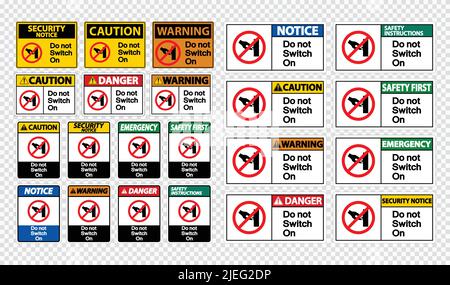 Set do not touch sign label on transparent background Stock Vector