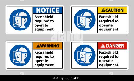 Face Shield Required to Operate Equipment Stock Vector