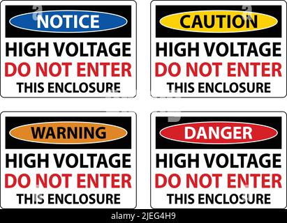 High Voltage Do Not Enter Enclosure Sign Stock Vector
