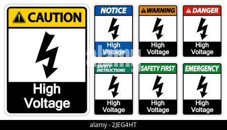 High voltage Sign Isolate On White Background,Vector Illustration EPS.10 Stock Vector