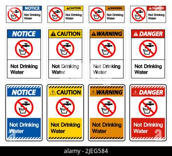 Caution Not Drinking Water Sign Stock Vector