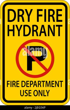 Dry Fire Hydrant Sign On White Background Stock Vector