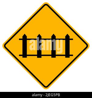 Warning signs Railway crossing with automatic gates on white background Stock Vector