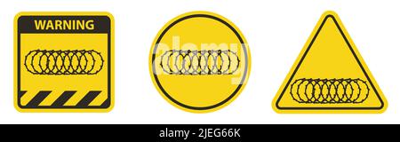 Barbed Wire Black Icon Isolated On White Background Stock Vector