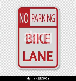 No Parking Bike Lane Sign Sign on transparent background,vector illustration Stock Vector