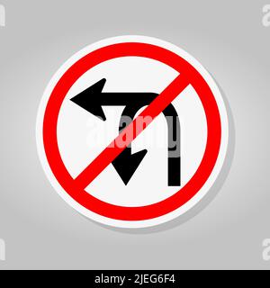 Do Not Turn Left Or U- Turn Left Traffic Road Sign Isolate On White Background,Vector Illustration Stock Vector