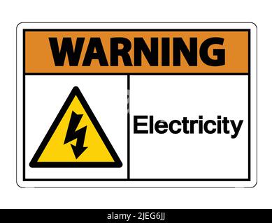 Warning Electricity Symbol Sign on white background,Vector Illustration Stock Vector