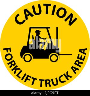 Forklift Truck Area Hazard Caution Sign Stock Vector