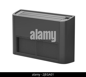 Black floor mounted air conditioner isolated on white background Stock Photo