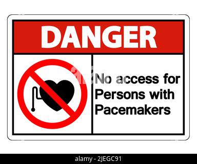 Danger No Access For Persons With Pacemaker Symbol Sign Isolate On White Background,Vector Illustration Stock Vector