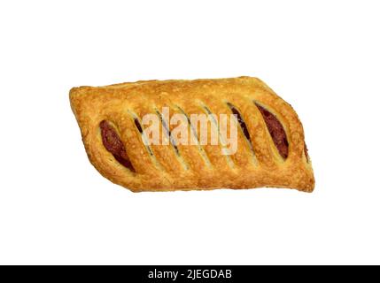 Puff pastry filled with jam isolated on white background. Stock Photo