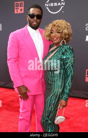 LOS ANGELES - JUN 26: Sean Combs, mother Janice Combs at the 2022 BET ...