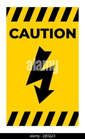 Caution High Voltage Symbol Sign Isolate On White Background Stock Vector