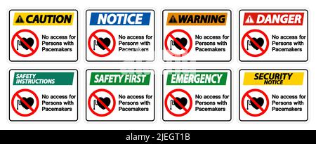 No Access For Persons With Pacemaker Symbol Sign On White Background Stock Vector