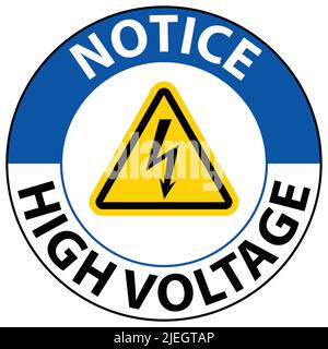 Notice High Voltage Floor Sign On White Background Stock Vector
