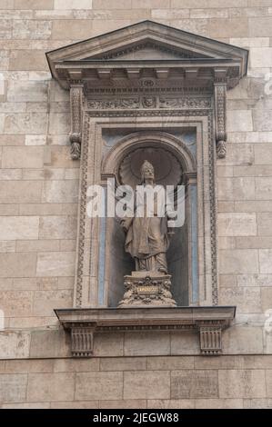 St. Ambrosius [Ambrose] on the walls of St. Stephen's Basilica (Szent István Bazilika) Budapest, Hungary Stock Photo