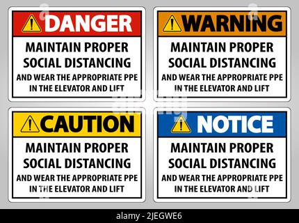 Maintain Proper Social Distancing Sign Isolate On White Background,Vector Illustration EPS.10 Stock Vector
