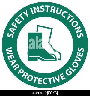 Safety instructions Wear Protective Footwear Sign On White Background Stock Vector