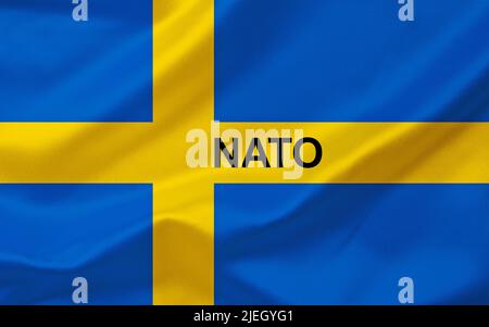 Die Flagge von Schweden, Europa, Skandinavien, NATO, Mitgliedsantrag, NATO-Beitritt, Stock Photo