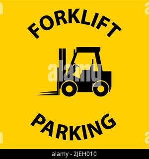 Forklift Parking Floor Sign On White Background Stock Vector