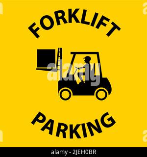 Forklift Parking Floor Sign On White Background Stock Vector