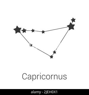 Capricorn sign constellation isolated vector icon on white background Stock Vector