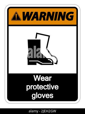 Warning Wear protective footwear sign on transparent background,vector illustration Stock Vector