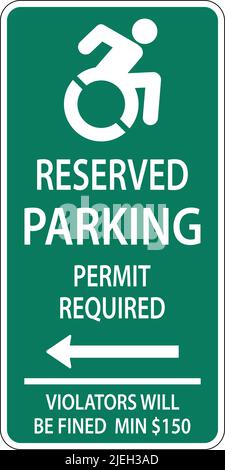 Handicap Parking Sign,Left Arrow Sign On White Background Stock Vector