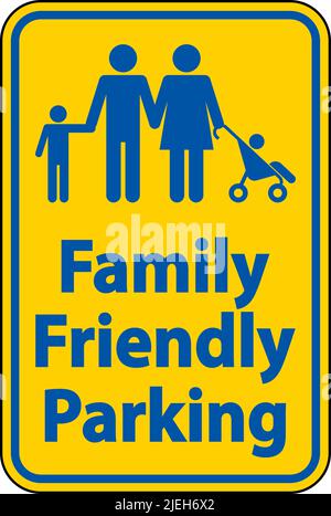 Family Friendly Parking Sign On White Background Stock Vector