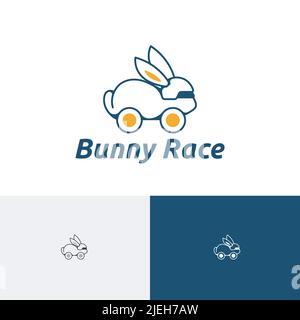 Bunny Race Rabbit Car Fun Ride Automotive Logo Stock Vector