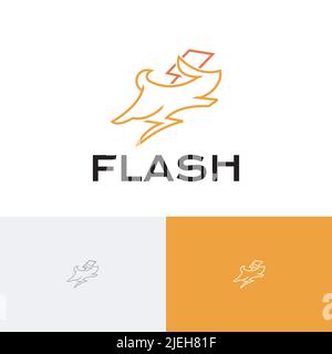 Bunny Rabbit Flash Bolt Thunder Run Electricity Energy Logo Stock Vector