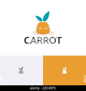Cute Carrot Bunny Rabbit Vegetable Food Animal Logo Stock Vector