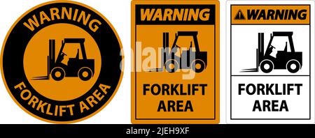 2-Way Warning Forklift Area Sign On White Background Stock Vector