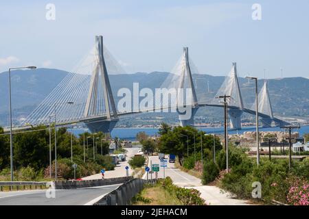 The suspended bridge of Rio near Patras on Greece Stock Photo