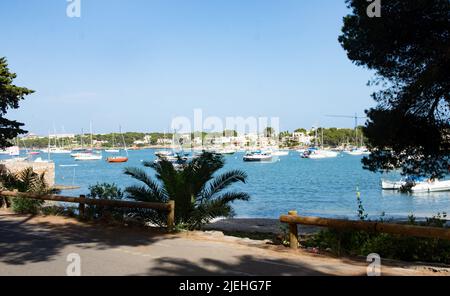 Portocolom, Spain. 25th June, 2022. View of a bay on the harbor from the Barefoot Hotel, which actor and director Schweiger will open in early July 2022. Credit: Ingo Wohlfeil/dpa/Alamy Live News Stock Photo