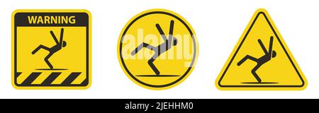 Caution Slippery When Wet Sign on white background Stock Vector