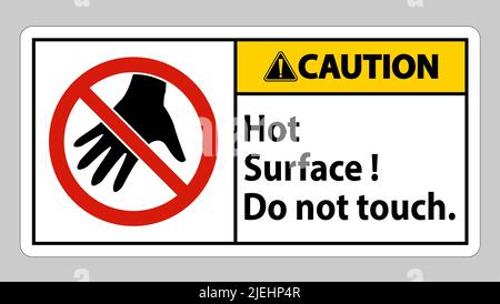 Caution Sign Hot Surface Do Not Touch On White Background Stock Vector