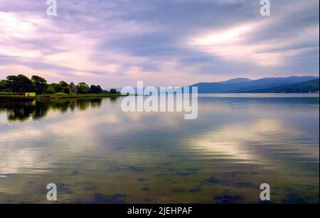 Loch Gilp seen from Lochgilphead, a small town in the Argyll and Bute district of the Scottish Highlands, Scotland Stock Photo