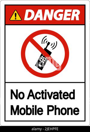 Danger No Activated Mobile Phone Sign On White Background Stock Vector