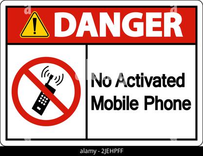 Danger No Activated Mobile Phone Sign On White Background Stock Vector