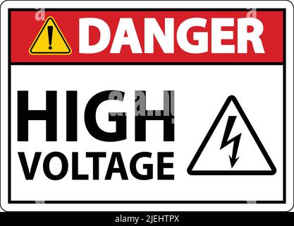 Danger High Voltage Sign On White Background Stock Vector